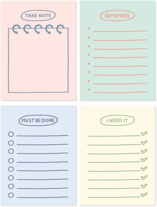 Monolike Memopad Sketch Planning Ver.2 design SET - 4 Packs, 4 Different Designs, 100 Sheets Per Pad, Total 400 Sheets, Note pads, Writing pads