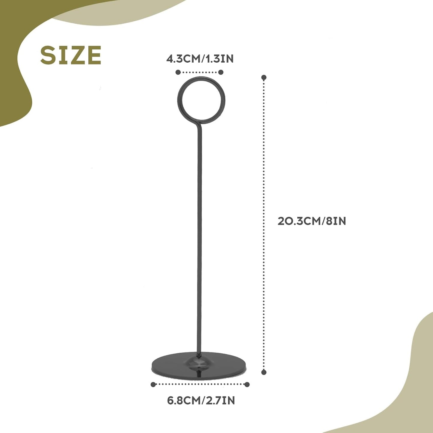 Urban Deco 16 Pieces Table Card Holder 8 inches Table Number Holders Place Steel Card Holders for Photos, Food Signs, Memo Notes, Weddings, Restaurants, Birthdays (Black)