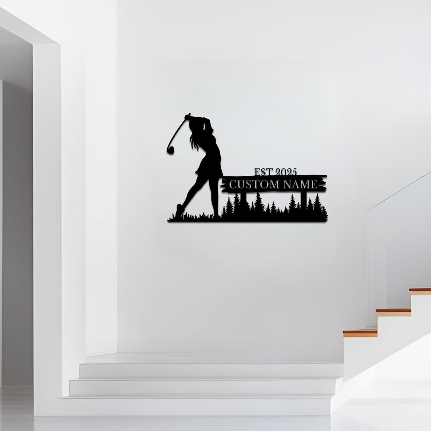 Personalized Custom Crossed Golf Metal Wall Art,Personalized Golfer Name Sign Decoration For Room,Hole Golf Club Decoration (Style-2)