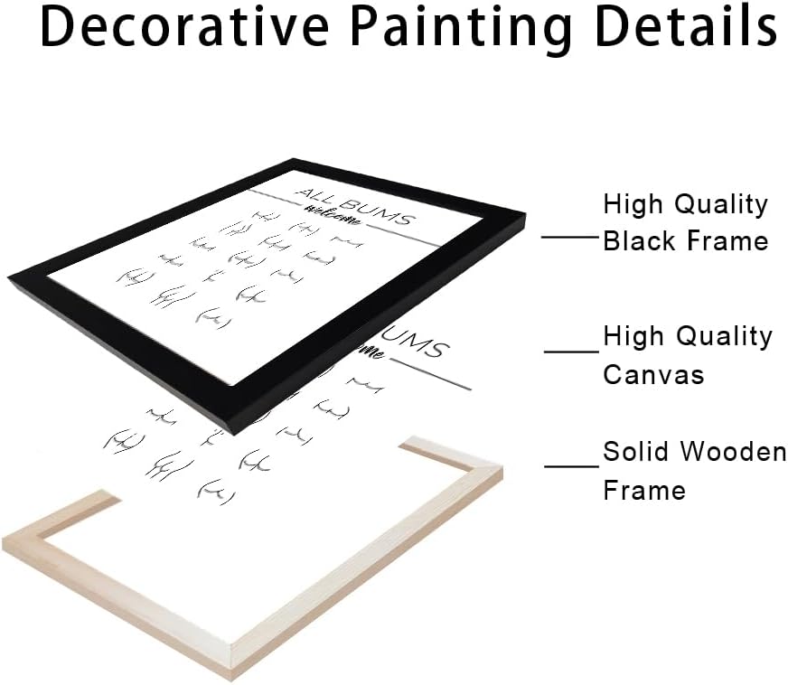 Funny Bathroom Wall Art Black and White Framed Toilet Art Modern Minimalistic Canvas Print Paintings Sign Artwork