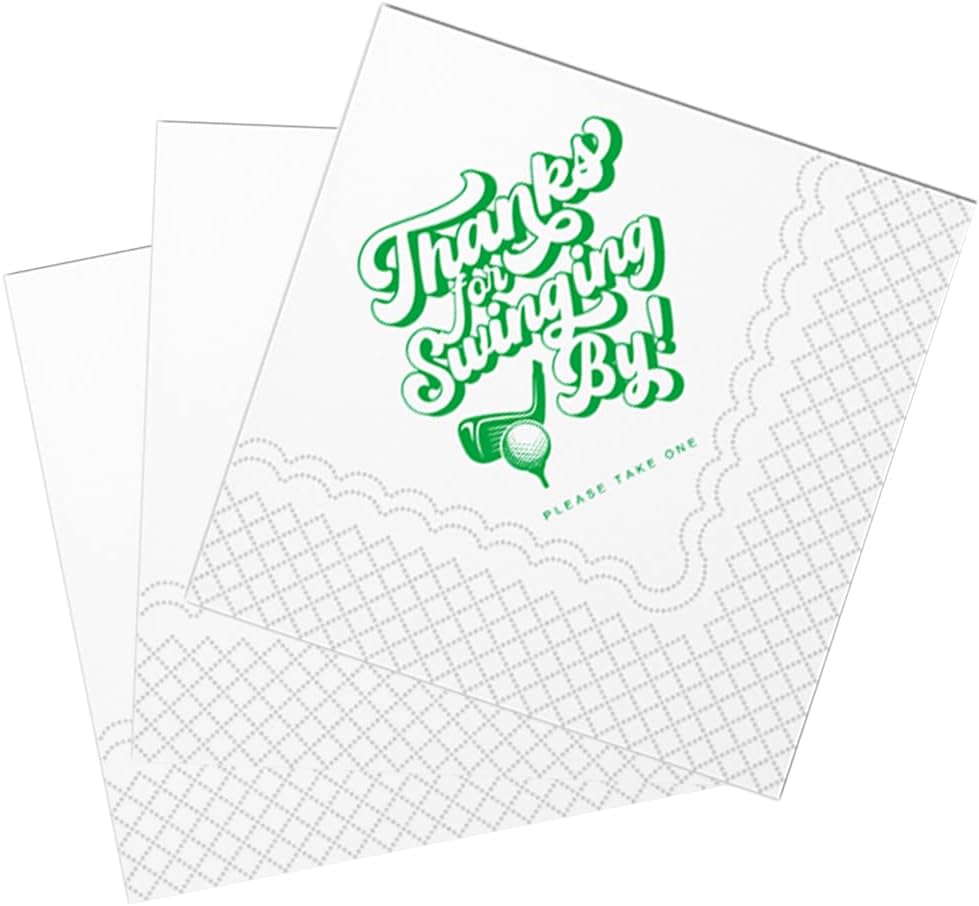 SharkBliss Golf Cocktail Napkins, Thanks For Swinging By Please Take One Disposable Paper Cocktail Beverage Napkins for Golf Theme Party Table Decor 2-Ply, 5x5" (50, Please Take One)