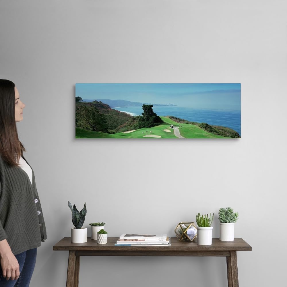 CANVAS ON DEMAND Golf Course At the Coast Torrey Pines Golf Course San Diego California Canvas Wall Art Print, Home Decor, Sports, United States Artwork, 36" x12in