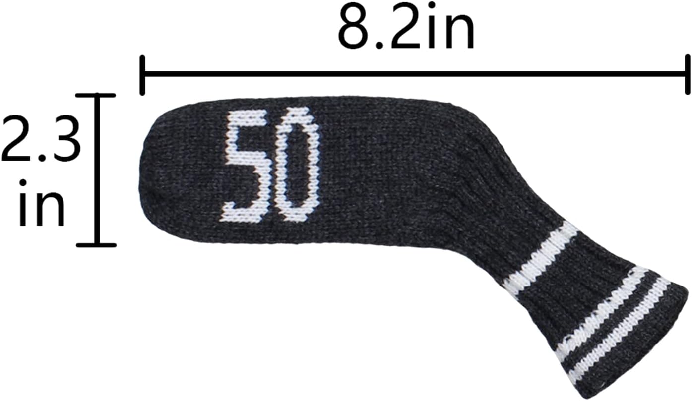Scott Edward 1/7/10 Pcs Knitted Golf Club Head Covers for Irons Wedge Cuteness and Basically Socks Shape Washable Golf Club Head Protector on Classic Stripes Style，Double Sided Customization