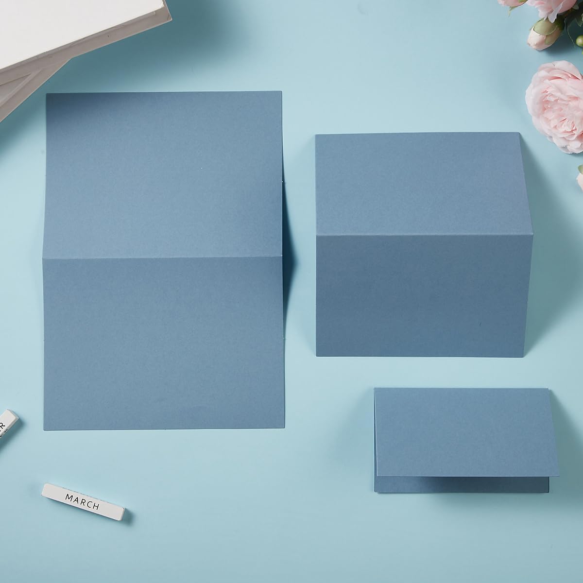 50 Pack Blank Cards Folded Cardstock Thank You Blank Greeting Cards for Invitations, Wedding, Greeting Cards, All Occasion DIY (Dusty Blue, 3x5)