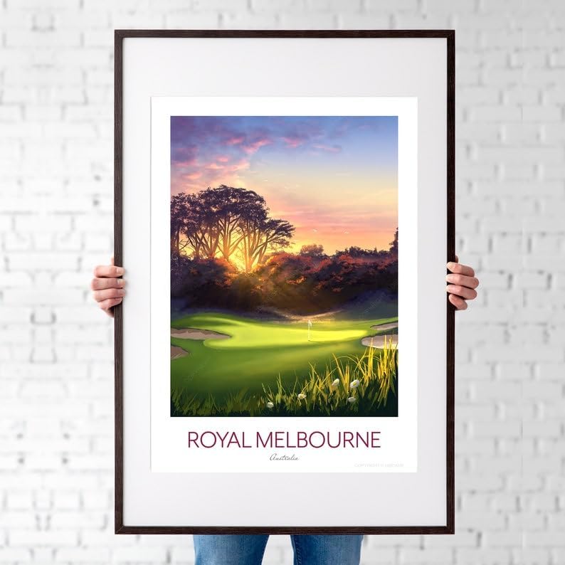 Royal Melbourne Golf Print - The West Course 5th Hole - Golf Course Australia, Royal Melbourne Golf Poster, Australia Golf Course Print, Sunset Golf Art, Nature Landscape Wall Decor (Unframed) (9x11)