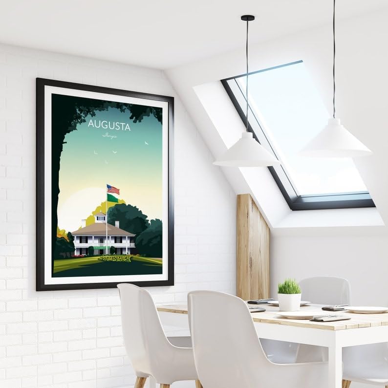 Golf Print Augusta Georgia Clubhouse, Augusta Golf Poster, Vintage Golf Travel Poster, Augusta National Print, Golf Course Wall Art, Masters Tournament Art (Unframed) (27x40)
