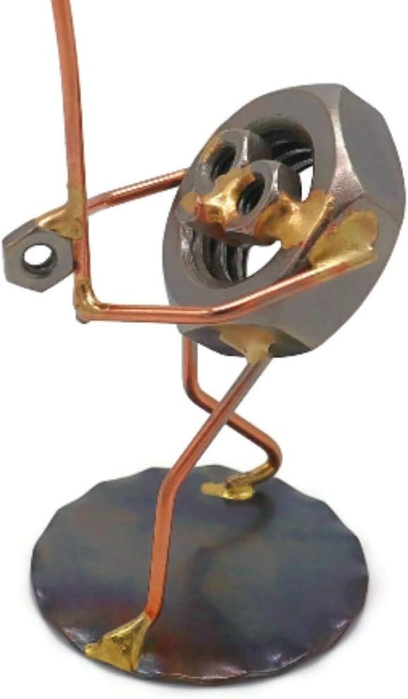 Fishing Nut Collectible Handmade Metal Art Figurine, Desk Accessories, Trophy, Boss Gift, Home Office Décor