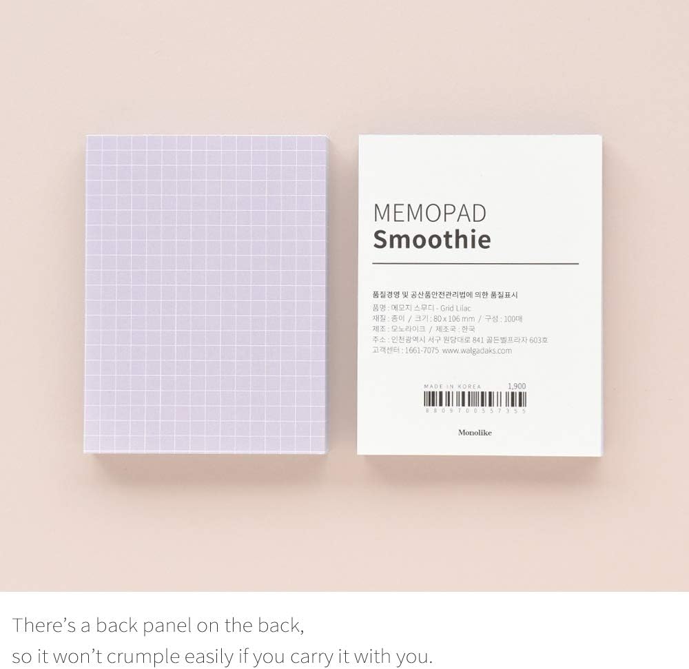 Monolike Memopad Smoothie design SET - 4 Packs, 4 Different Designs, 100 Sheets Per Pad, Total 400 Sheets, Note pads, Writing pads, 3.15 x 4.17 Inches