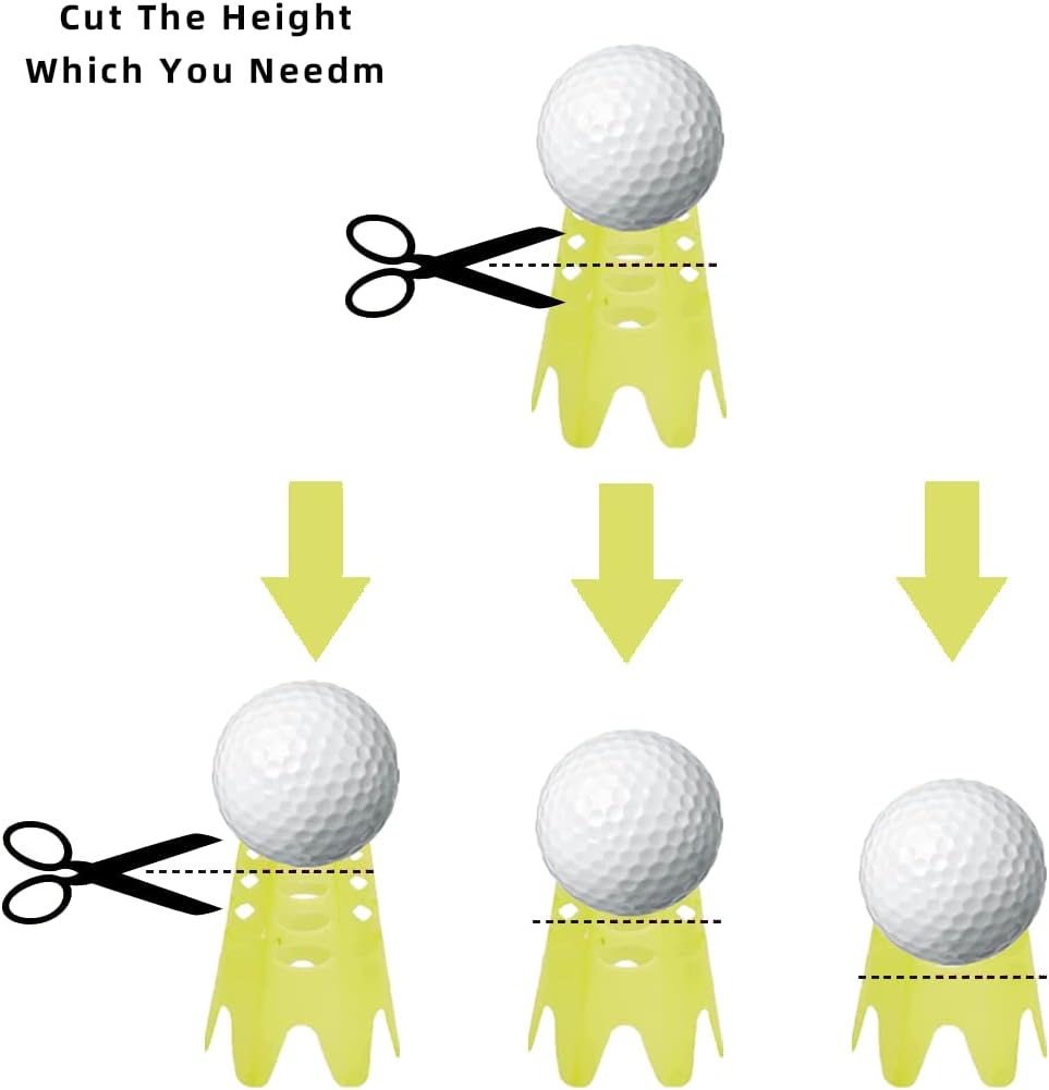 Plastic Golf Tees, 24Pcs Golf Simulator Tees for Home, Outdoor Indoor Golf Tees Simulator Practice Training, Golf Mat Tees for Winter Turf and Driving Range (24pcs Yellow)