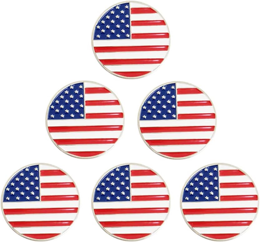 Myartte Golf Ball Marker 24.4 mm Assorted Patterns - Soft Enamel Technique 6 Pcs a Pack Gift for Man Woman Golfer