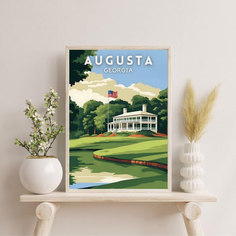 Nationcog Augusta Georgia Golf Poster, Vintage Travel Wall Art Print, Retro Southern Golf Landscape Decor, Classic Artwork Gift for Men or Golf Enthusiasts (Unframed) (20x30)