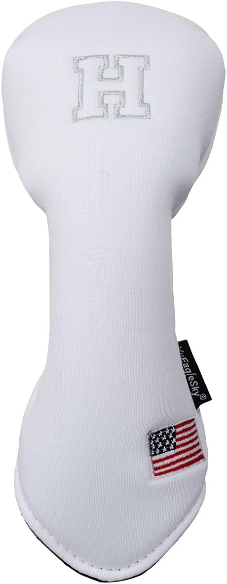 Golf Driver Head Covers 3-Pack for Men & Women - Premium PU Leather with Elephant Embroidery, Double Elastic Band (Driver/Fairway/Hybrid), Waterproof & Durable - White Grey or Black Grey