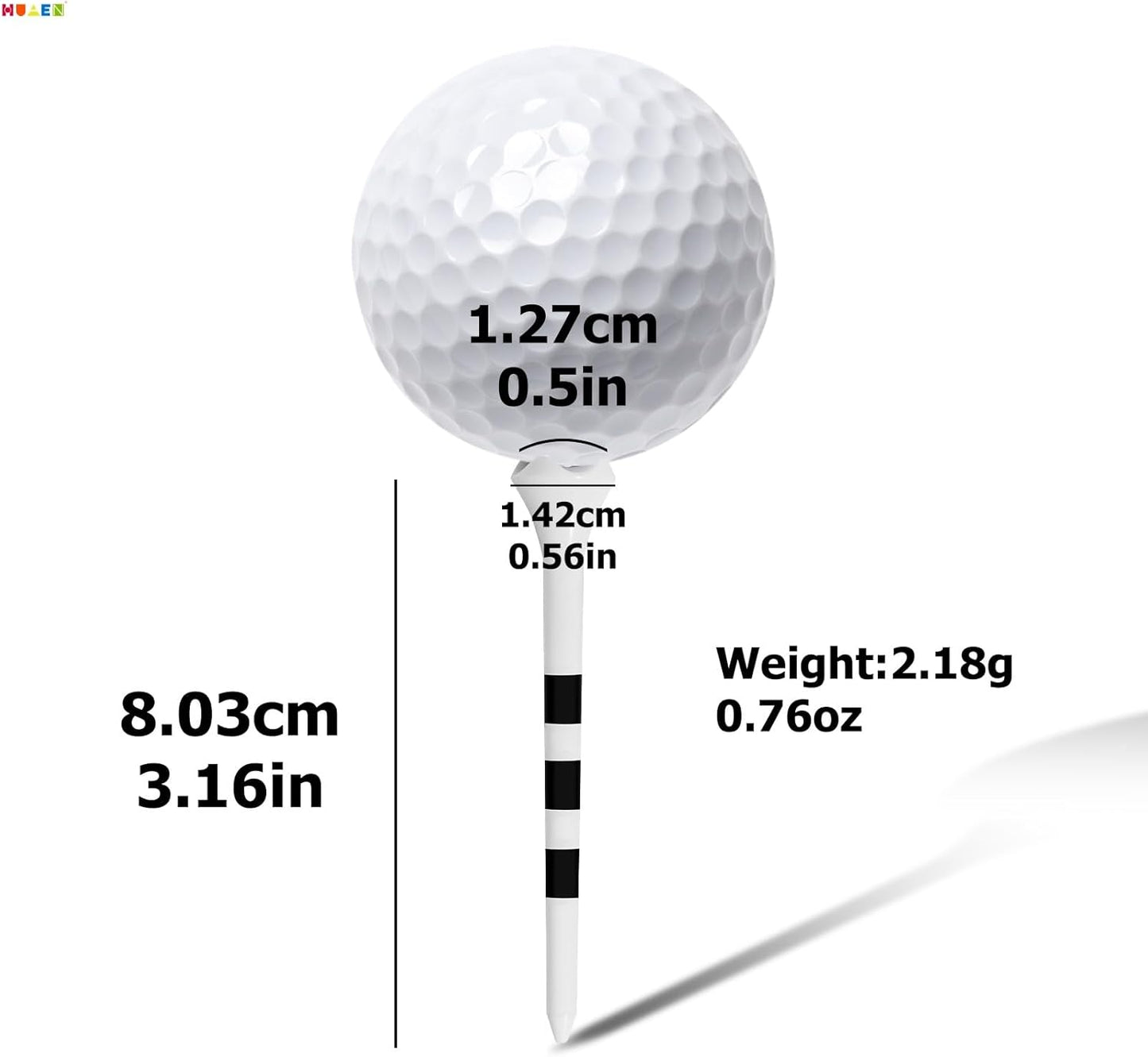 Plastic Tees 100 Pack, 3-1/4 INCH Unbreakable Long Tee, Engineered to Minimize Friction and Side Spin