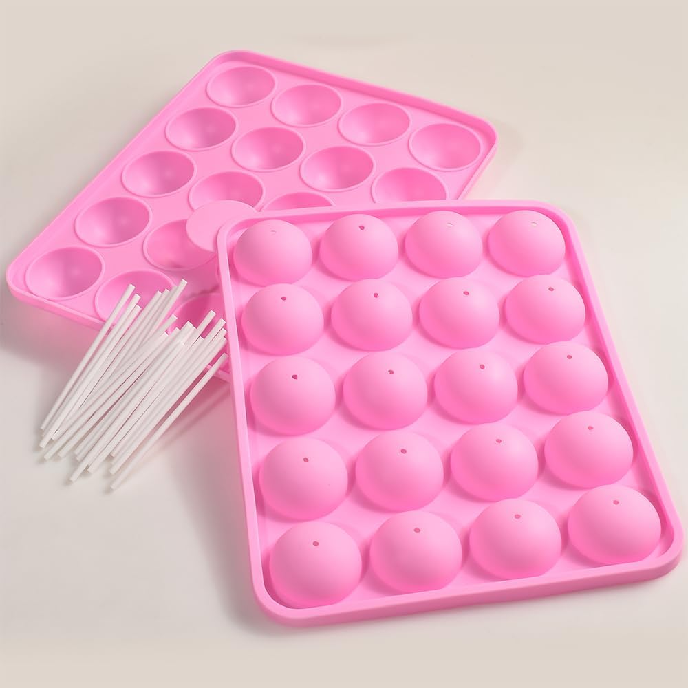 Newk Cake Pops Silicone Molds, 2 Pink and 2 Blue – Non-Stick, Food-Grade Silicone for Baking, Candy, and DIY Treats (Pack of 4)