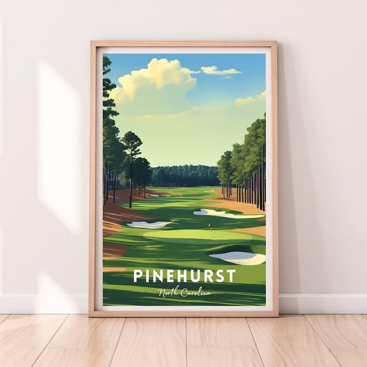 Nationcog Pinehurst Golf Wall Art Print, Vintage North Carolina Resort Poster for Living Room or Teen Bedroom, Scenic Course Decor, Great Golf Gift for Dad or Sports Fans (Unframed) (16x24)