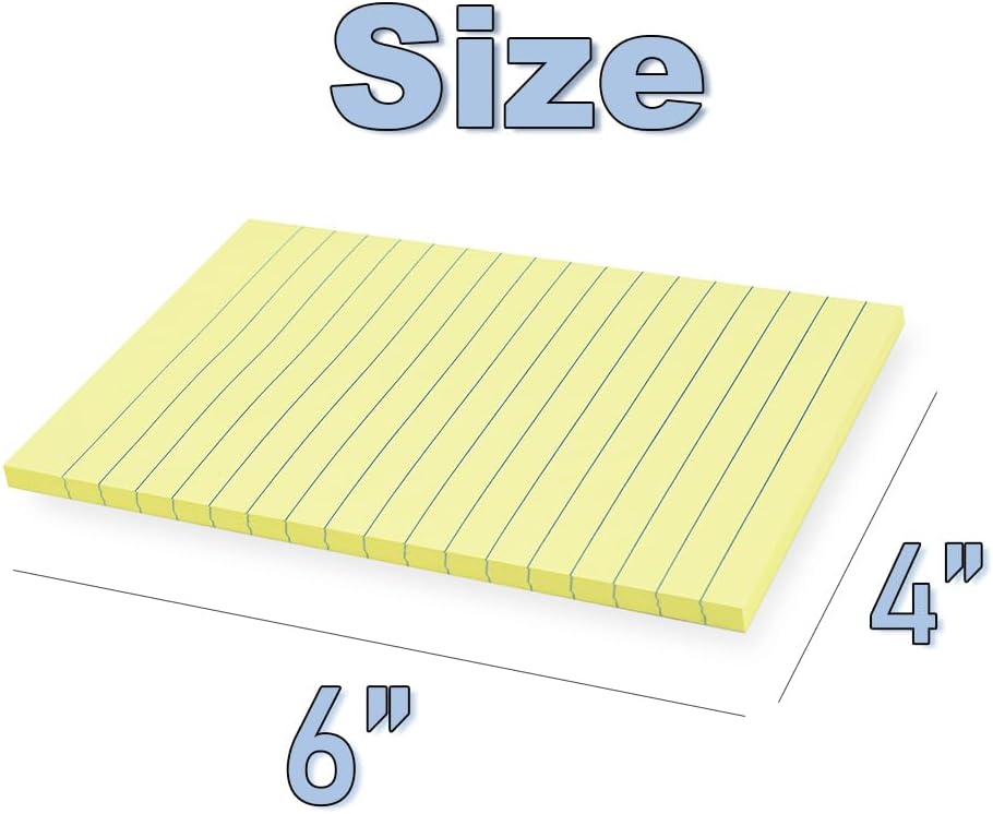 (36 Pads) Sticky Notes 4X6 in Yellow Stickies Super Sticking Power Memo Pads Strong Adhesive