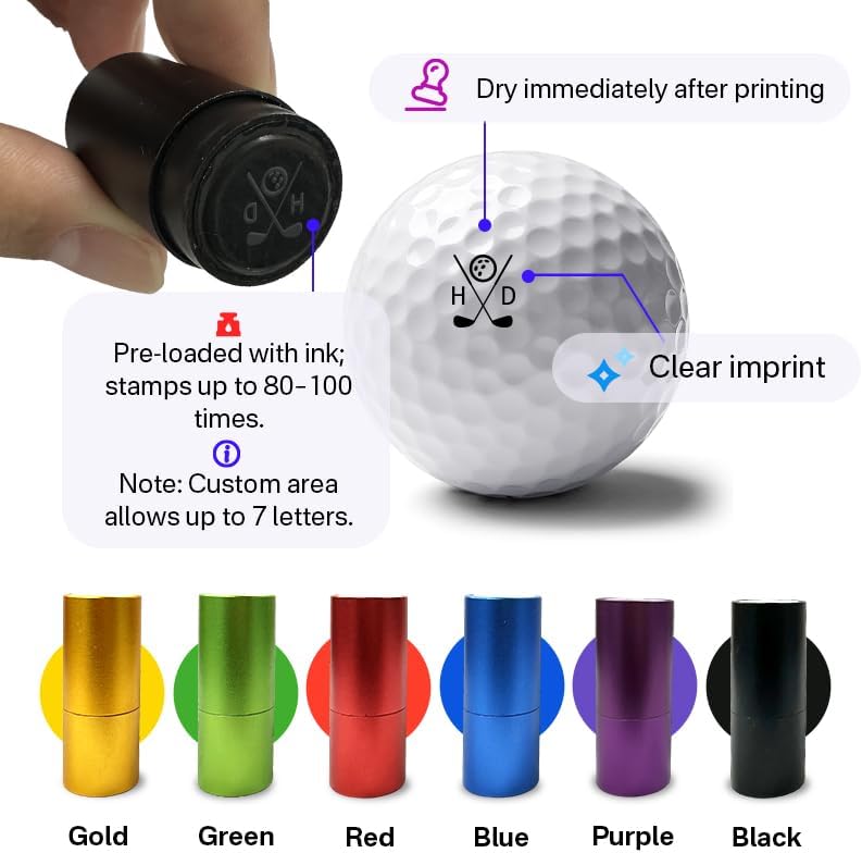 HDSD Custom Golf Ball Stamp Personalized Golf Stamps for Golf Balls with Ink Reusable Golf Gifts