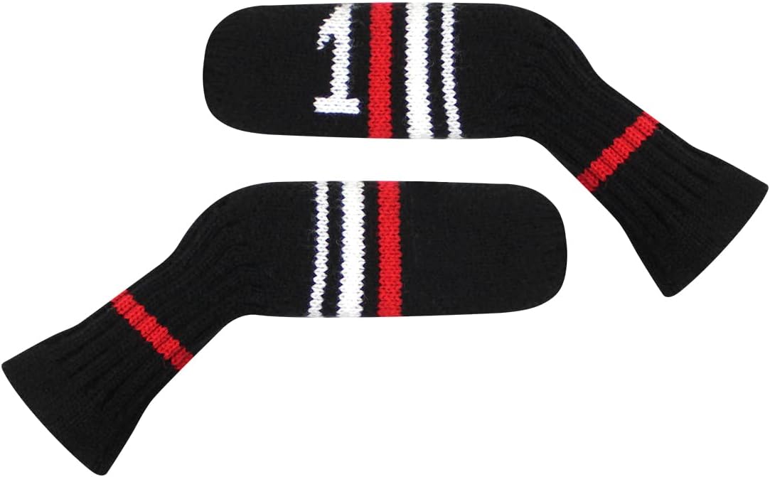 Scott Edward 1/7/10 Pcs Knitted Golf Club Head Covers for Irons Wedge Cuteness and Basically Socks Shape Washable Golf Club Head Protector on Red/Blue Warning Style