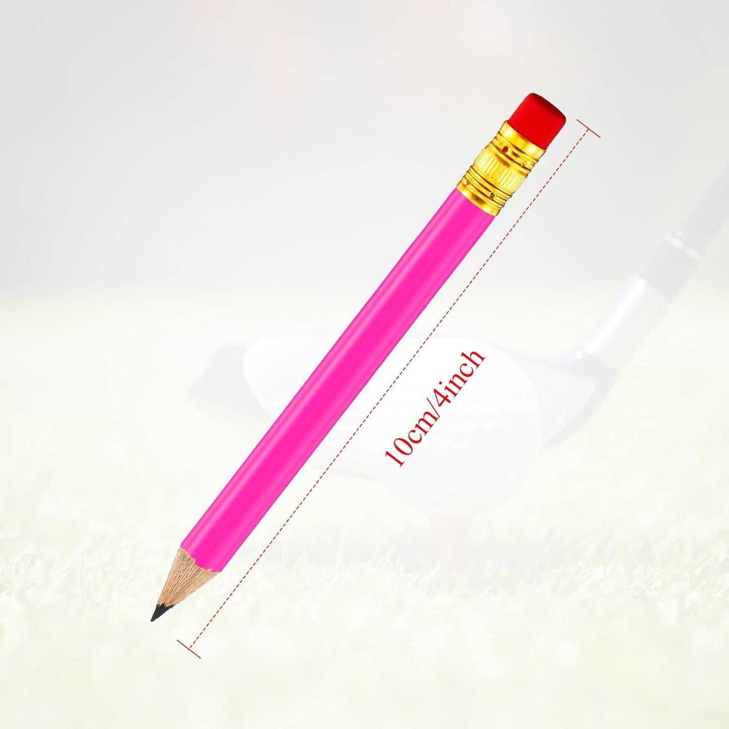 Outus 72 Pieces Golf Pencils Half Pencils with Eraser Mini Bulk Short #2 HB Pre Sharpened for Bridal Shower Wedding Office(Rose Red)