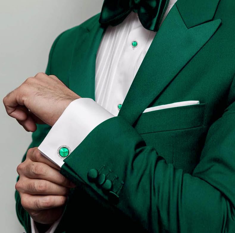 HAWSON Birthstone Tuxedo Studs and Cufflinks Set for Men's Suit Tuxedo Formal Dress Shirt Wedding Business Party Accessories