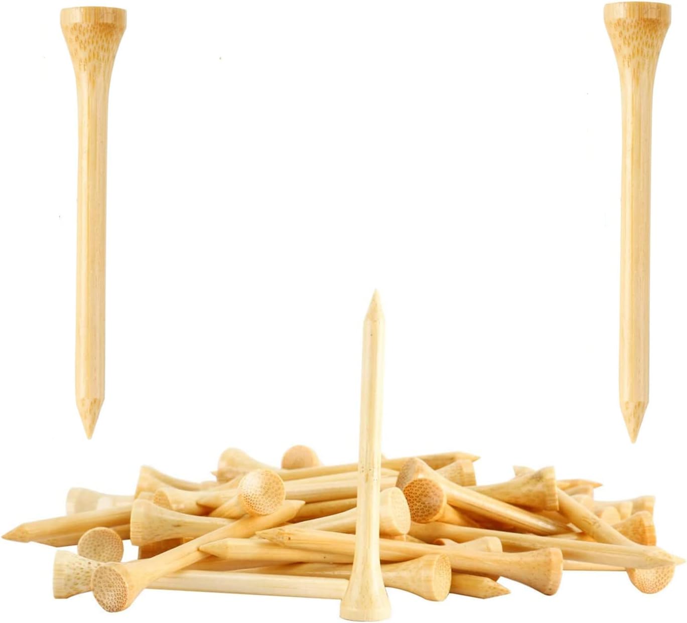 250 or 18 Pcs Professional Bamboo Golf Tees 2-3/4 Inch or 3-1/4 Inch - Stronger Than Wooden Golf Tee Biodegradable & Less Friction