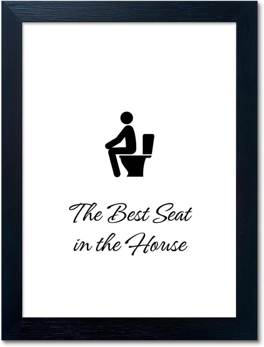 Bathroom Decor Wall Art, Framed Toilet Art, Trendy Bathroom Wall Art, Funny Quote Picture Artwork, Restroom Wall Decor, Washroom Canvas Print, Black and White Painting