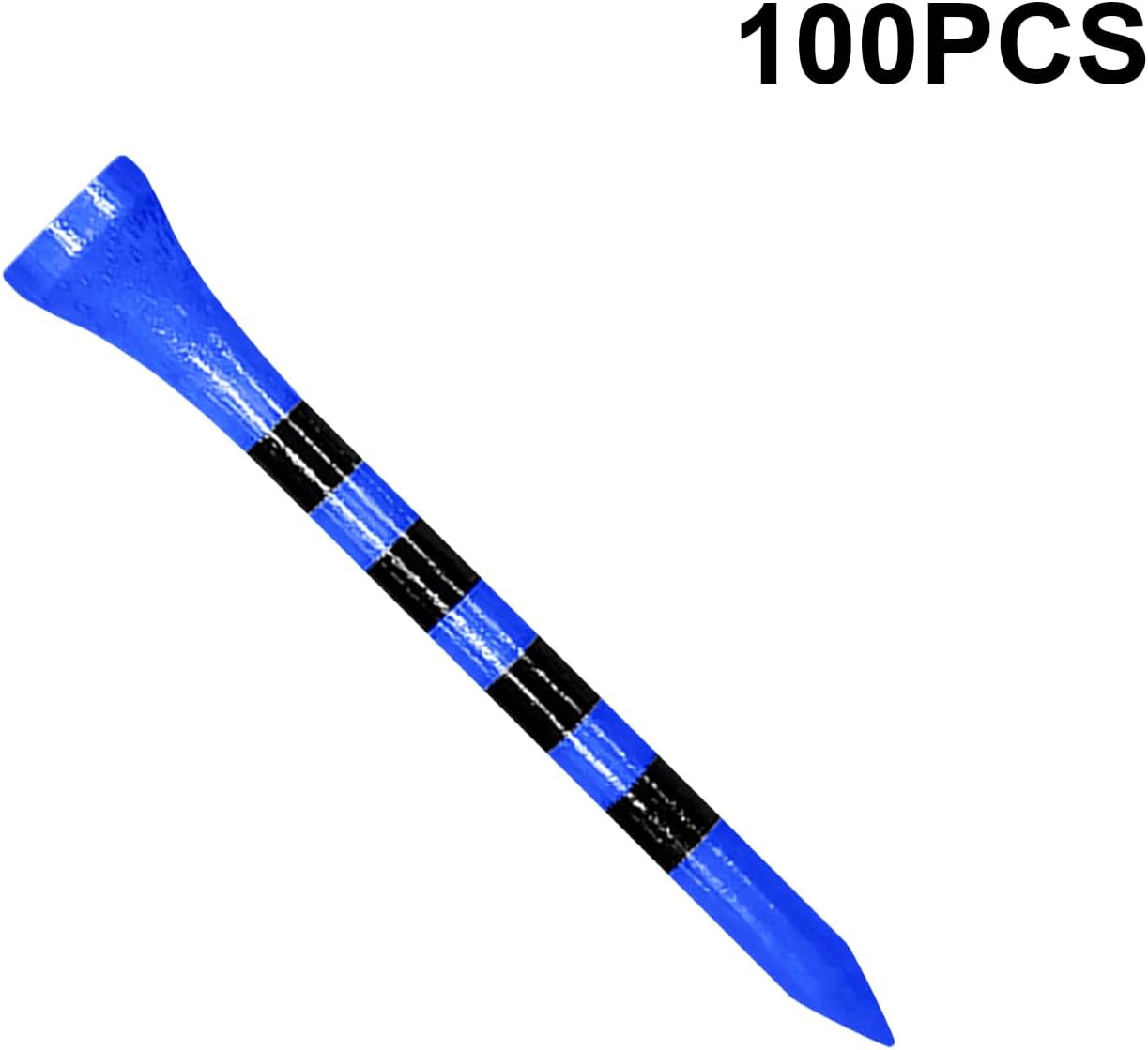 Wooden Golf Tees 3-1/4", 2-3/4", 2-1/8", 1-1/2" Available, 100 Count (Natural Color, White, Black, Blue, Red, Green, Yellow, Pink, Orange)