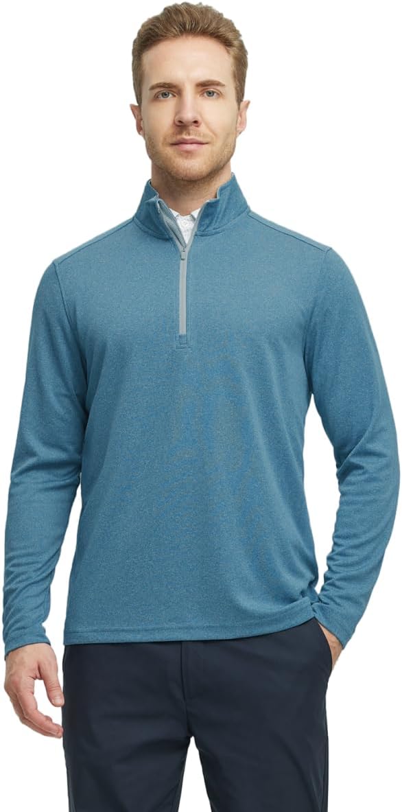 M MAELREG Quarter Zip Golf Pullover Men Dry Fit Long Sleeve Performance Wicking Mock Neck 1/4 Zip Pullover Mens Sweatshirt