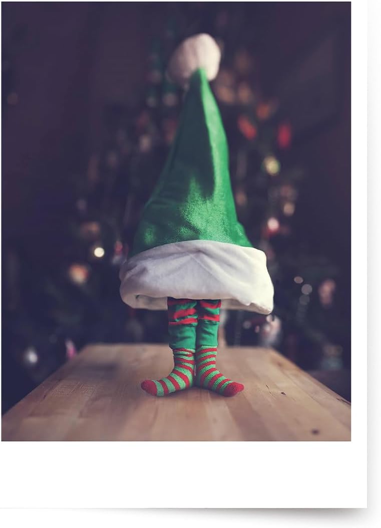 Photographic Christmas Cards, Elf and Seek (6 Cards with White Envelopes)