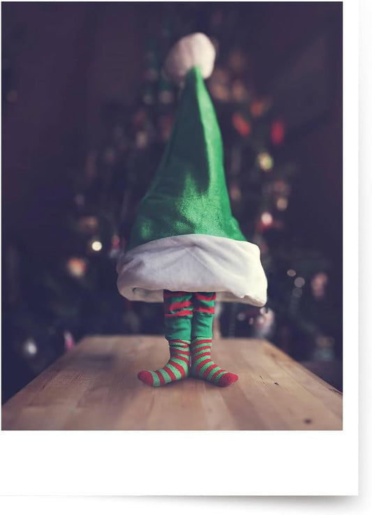 Photographic Christmas Cards, Elf and Seek (6 Cards with White Envelopes)