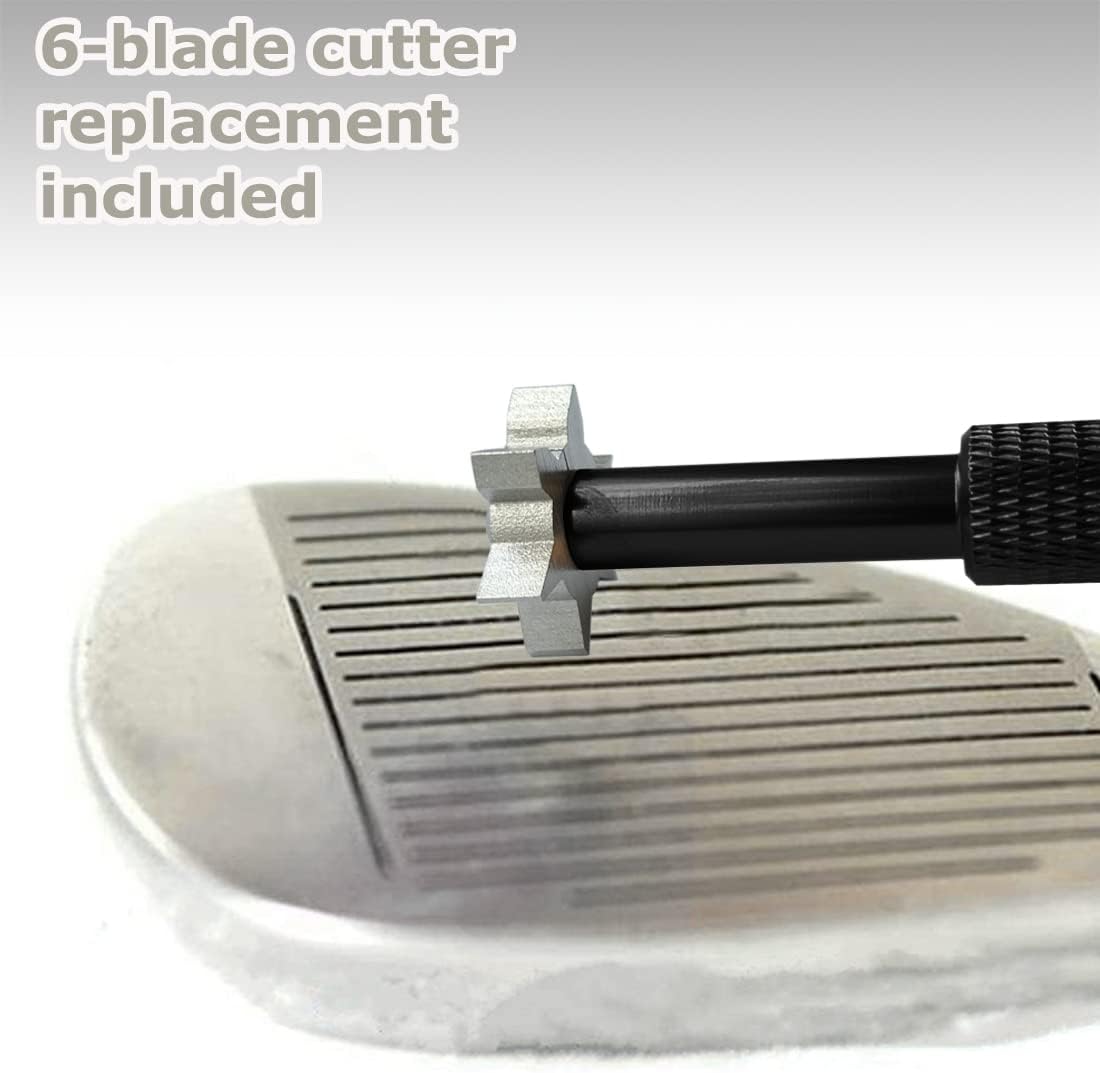 Golf Groove Sharpener,Golf Club Groove Sharpener,Groove Sharpener,Club Sharpener,Groove Sharpening Tool - Generate Optimal Backspin - Suitable for U & V-Grooves (6 Heads) (Black)
