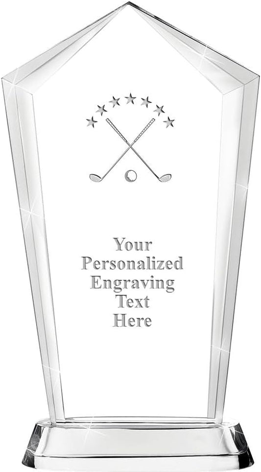 Crown Awards Customizable Crystal Trophy, 12.20" Engraved Skyscraper Crystal Award