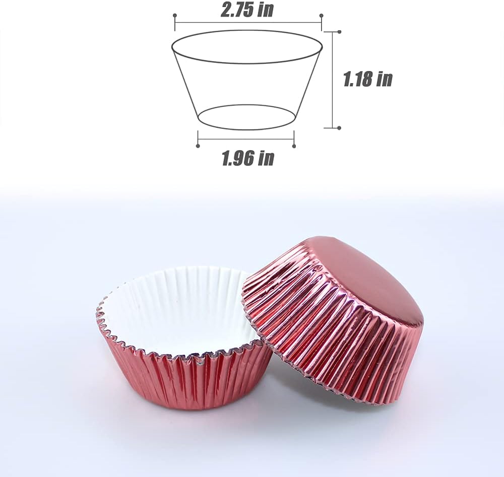 Rose Gold Cupcake Liners for Baking,GOLF 500 Pack Standard Size Red Foil Cupcake Liners Wrappers Metallic Baking Cups,Muffin Paper Cases