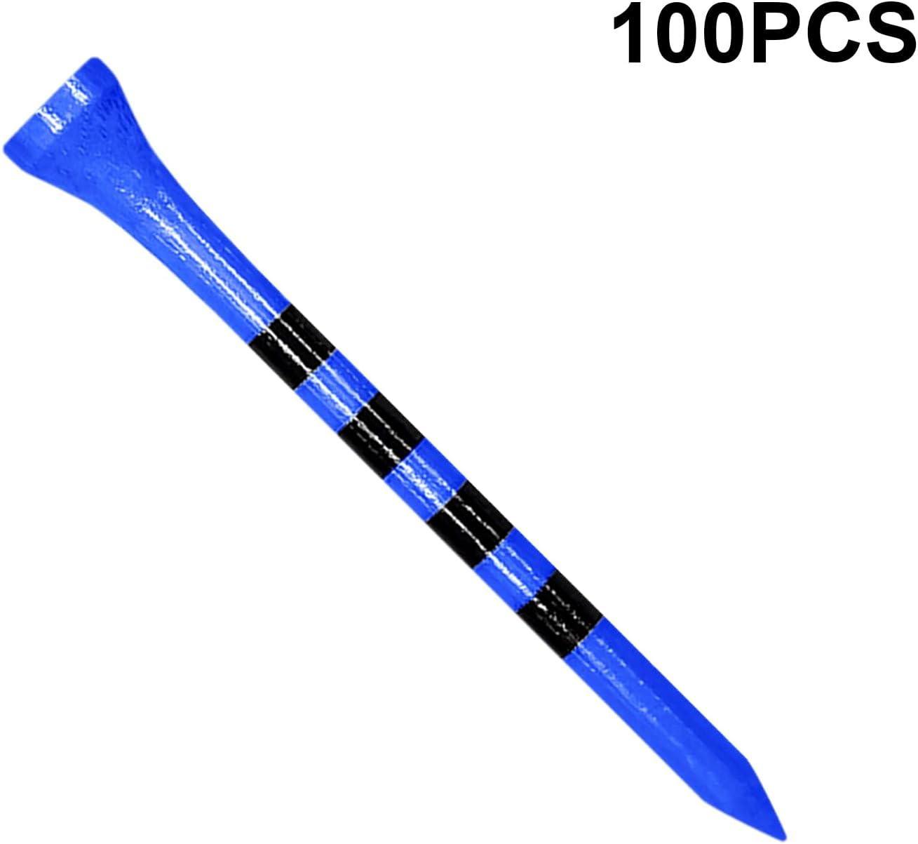 Wooden Golf Tees 3-1/4", 2-3/4", 2-1/8", 1-1/2" Available, 100 Count (Natural Color, White, Black, Blue, Red, Green, Yellow, Pink, Orange)