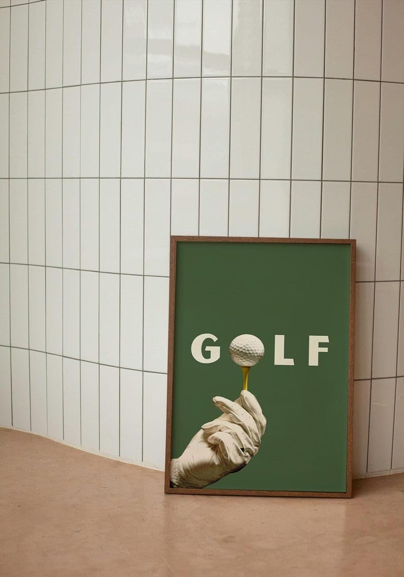 Golf Wall Art Print, Modern Golf Ball Poster, Trendy Collage Sports Decor, Green Golf Course Artwork, Unique Gifts for Golfers, Contemporary Home Wall Art, Stylish Gift for Him (Unframed) (20x30)