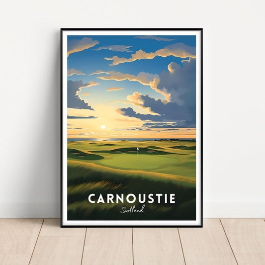 Nationcog Carnoustie Golf Poster, Vintage Scotland Travel Wall Art Print, Retro Golf Links Landscape Decor, Classic Artwork for Sports Lovers and Collectors (Unframed) (16x24)