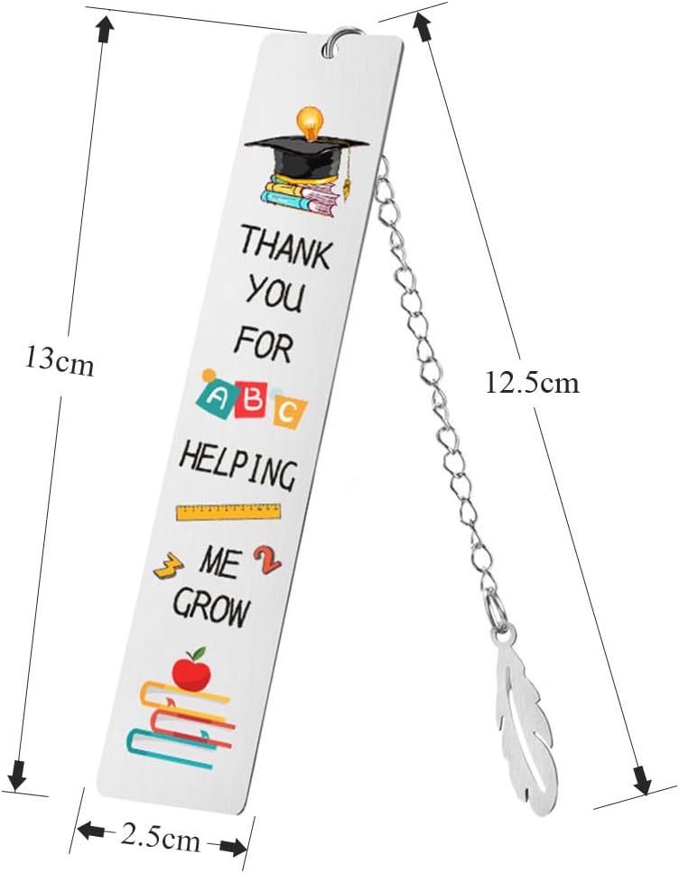 Funny Stainless Steel Bookmark with Chain,Book Marks for Teachers Book Lovers Friends Students Graduation Teacher Appreciation Bookmarks Thank You Gifts