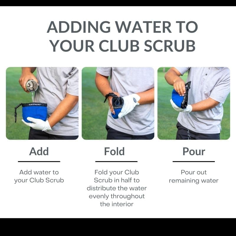 Club Scrub Golf Club and Golf Ball Cleaning Bag, Waterproof Clean Face Technology Liner, Detachable Clip, Machine Washable, Cleans Club Grooves, Dry Exterior (Neoprene or Microfiber Option Available)