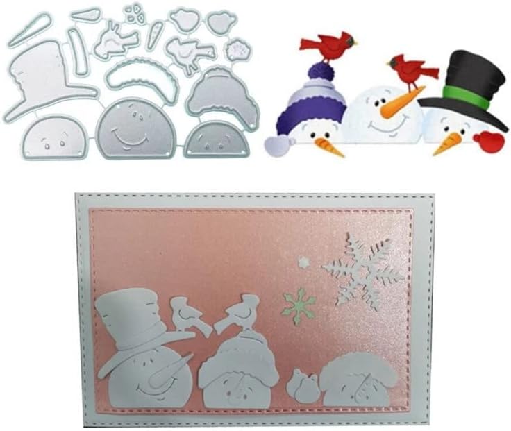 Lapoo Metal Cutting Die for Scrapbooking, 3D Backgrounds Frame New Cutting Dies DIY Album Card Making Decor Paper Metal Die Cuts Party Wedding Decorations (Three Snowmen 3.9 x 2.6 in)