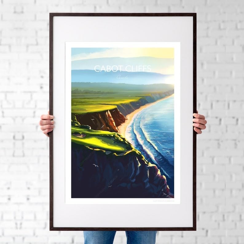 Nationcog Cabot Cliffs Golf Print, 16th Hole - Cape Breton, Canada Golf Poster, Cabot Cliffs Golf Poster, Nova Scotia Golf Course Art, Scenic Coastal Golf Print (Unframed) (11x14)