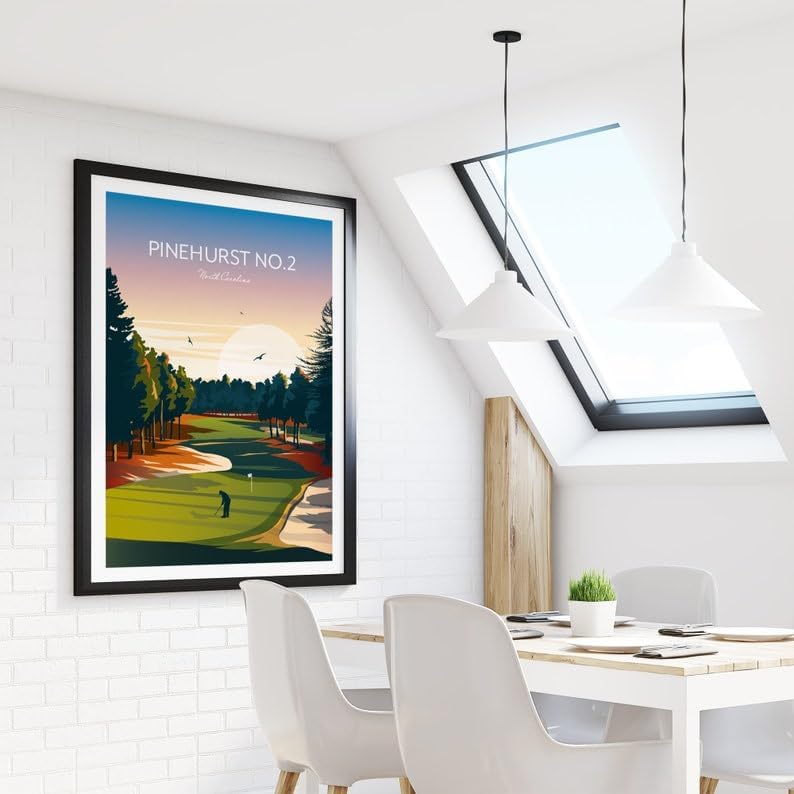 US Open Pinehurst No.2 Golf Print, US Open North Carolina, North Carolina Golf Art, Vintage Golf Print, Golf Championship Wall Decor, Scenic Golf Landscape (Unframed) (27x40)