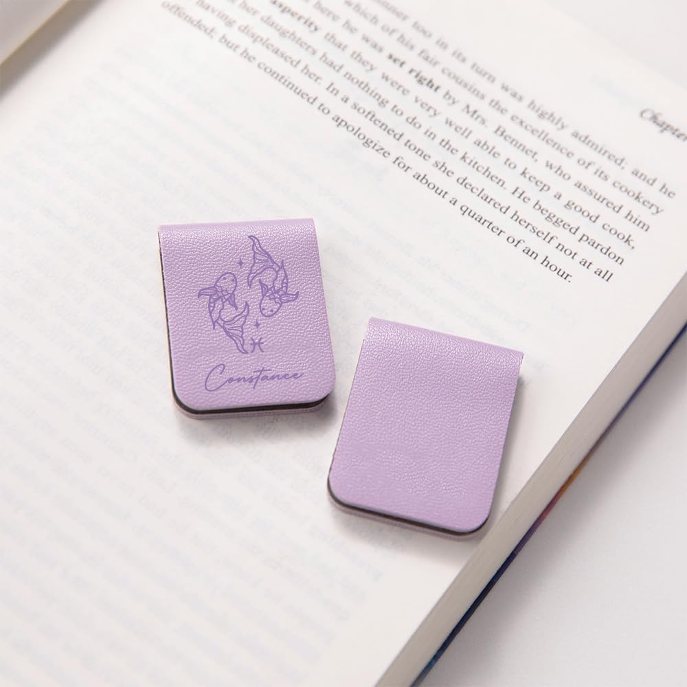 CALLIE Personalized Magnetic Bookmark Clip – Custom Name Reading Gifts for Book Lovers, Birthday Teacher's Day Christmas for Bookworm Gifts (Cute Zodiac Sign)