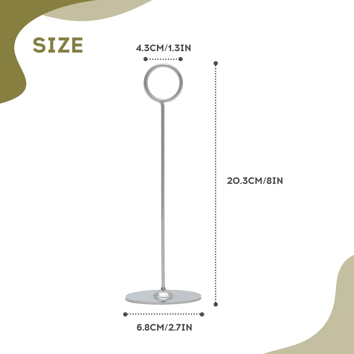 Urban Deco 16 Pieces Table Card Holder 8 inches Silver Place Steel Card holders for Photos, Food Signs, Memo Notes, Weddings, Restaurants, Birthdays.