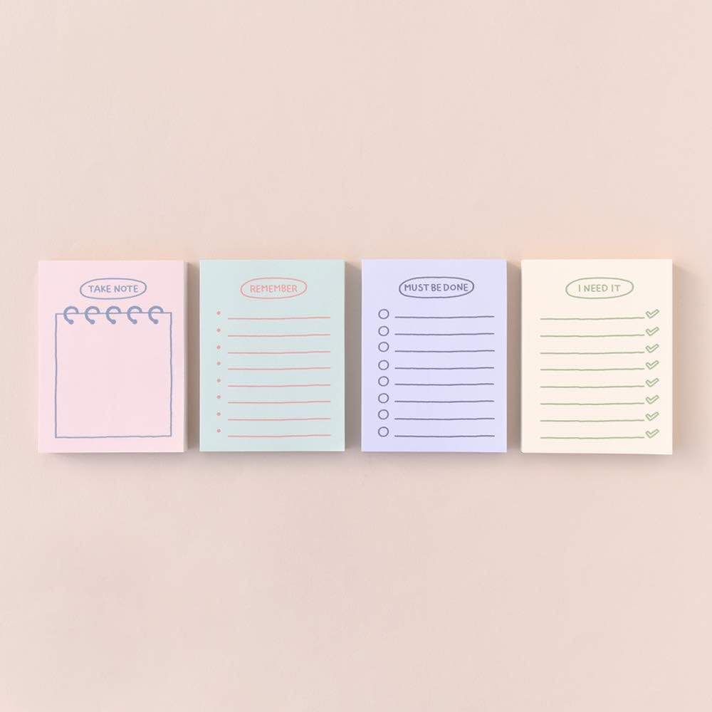 Monolike Memopad Sketch Planning Ver.2 design SET - 4 Packs, 4 Different Designs, 100 Sheets Per Pad, Total 400 Sheets, Note pads, Writing pads