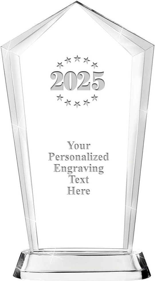 Crown Awards Customizable Crystal Trophy, 12.20" Engraved Skyscraper Crystal Award