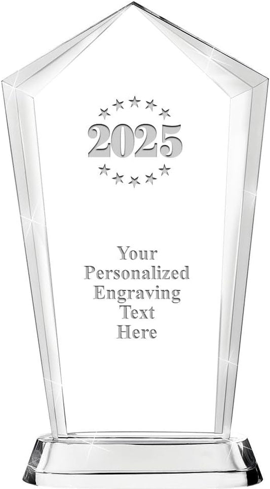 Crown Awards Customizable Crystal Trophy, 12.20" Engraved Skyscraper Crystal Award