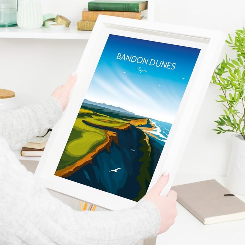 Bandon Dunes Golf Poster - Oregon Golf Course Resort, Oregon Golf Art, Coastal Golf Print, Vintage Golf Wall Decor, Scenic Golf Landscape, Golf Resort Artwork (Unframed) (27x40)