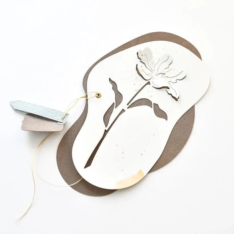 Lapoo Cutting Die for Scrapbooking, 3D Backgrounds Frame New Cutting Dies DIY Album Card Making Decor Paper Craft Metal Die Cuts Party Decorations (Flower Shadow 5.4 x 2.8 in)