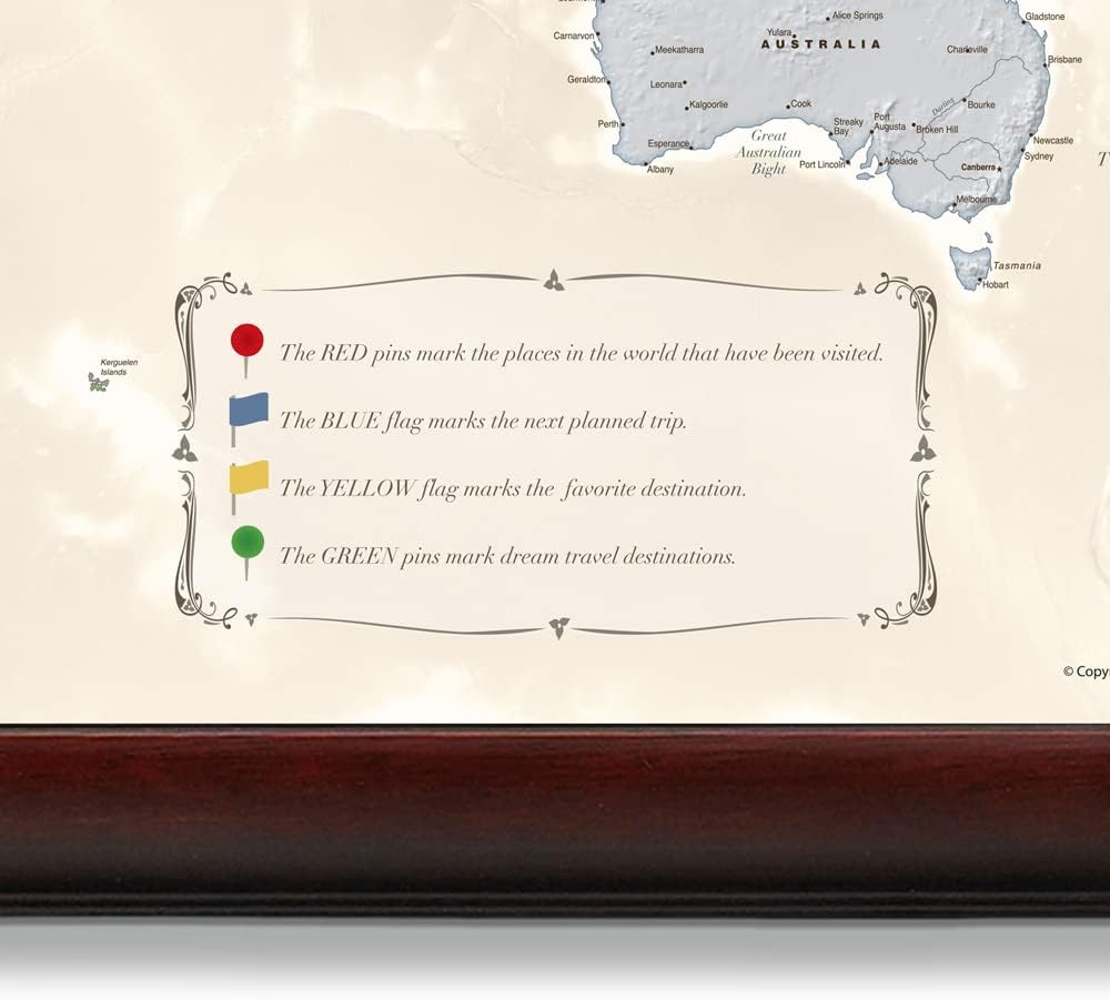 Map Your Travels Deluxe Push Pin World Map | Premium Wood Frame | Personalized Gift Map | Handmade in Minnesota | 33" x 21"