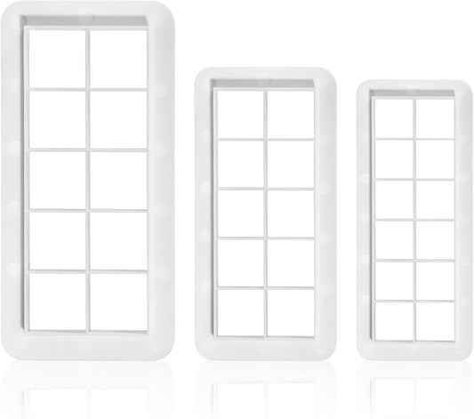 3Pcs White Square Cookie Cutter Set, 3 Size Multicutter Square Cake Fondant Cutter Geometric Baking Tools Biscuit Cutters Cake Decorating